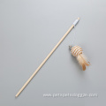 Mouse on a wooden stick feather cat toy